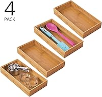 Vista 2 de mDesign Organizador de cajones de madera de bambú, bandeja de almacenamiento apilable de 12 pulgadas de largo para cajones de cocina/gabinete