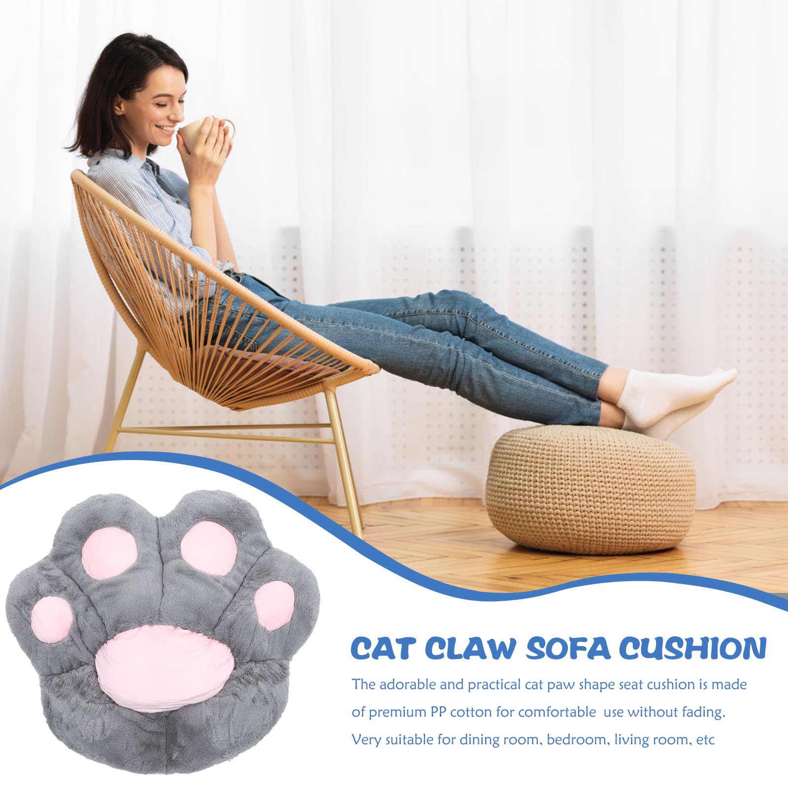 Cojín de asiento semirredondeado con relleno de algodón de polipropileno en forma de pata para una comodidad óptima y cojín de sofá de estilo de dibujos animados adecuado como almohada o