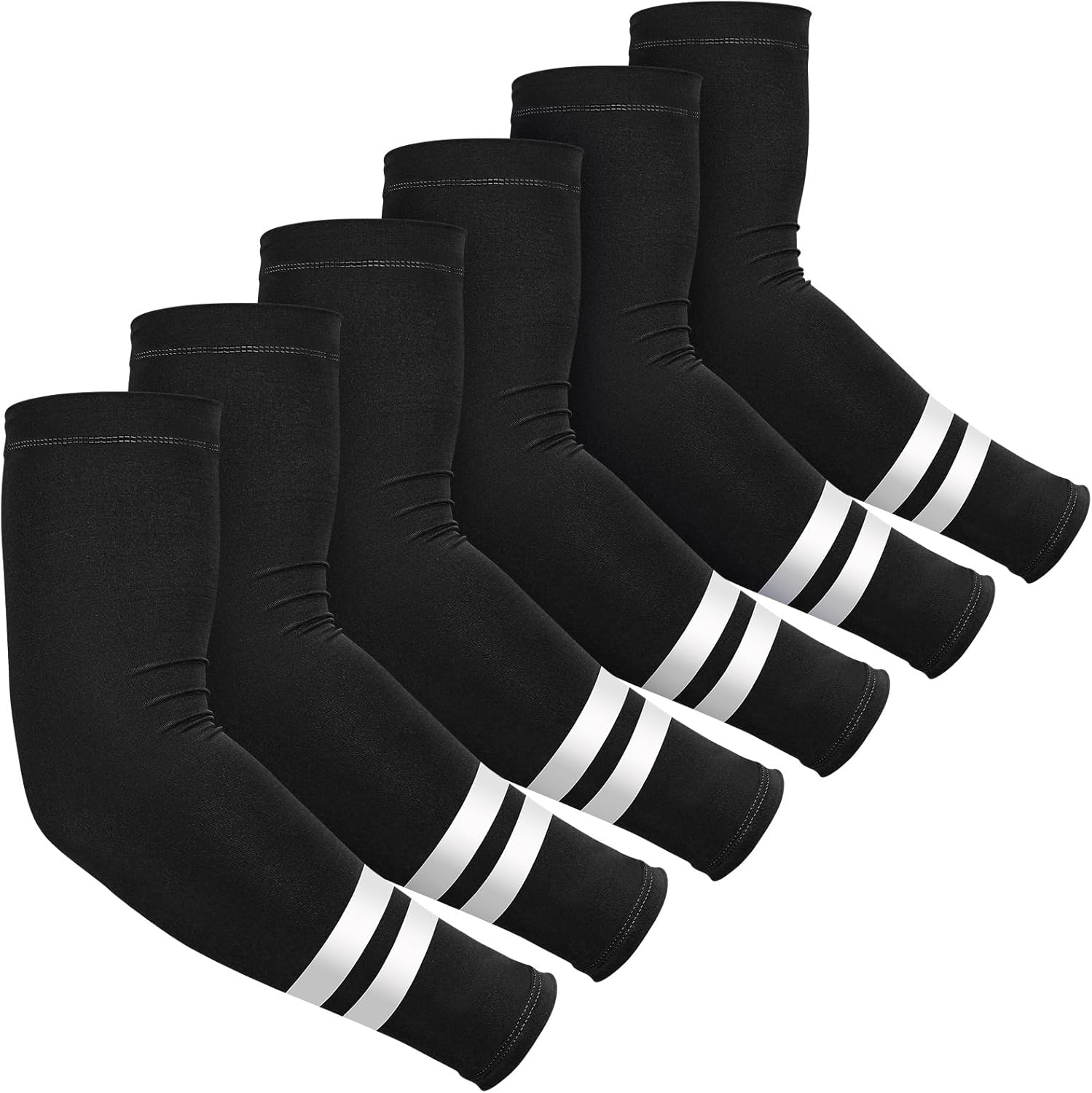 SATINIOR 6 Pairs UV Sun Protection Arm Sleeves for Men Women Reflective Cooling Compression Sleeves Golf Outdoor Sports