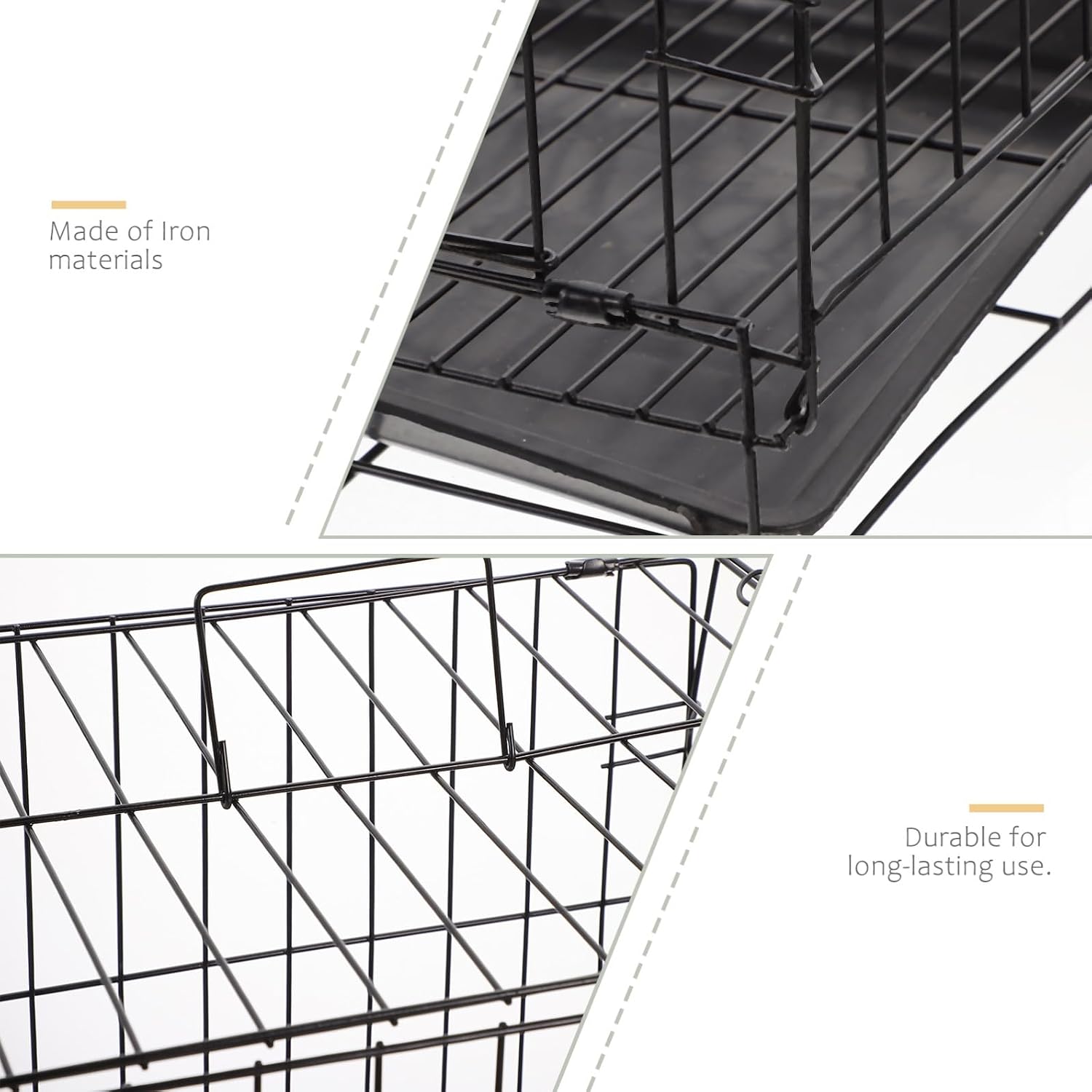 Folding Dog Crate Iron Wire Kennel Sturdy Medium Small Pet Cage Black 35# Suitable for Indoor Outdoor Use