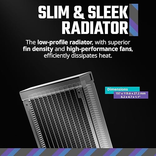 Miniatura 9 de Cooler Master Enfriador líquido AIO de bucle cerrado de 120L, bomba de doble cámara R7i5 Gen S, PWM de 4.724 in, radiador de 4.724 in, iluminación