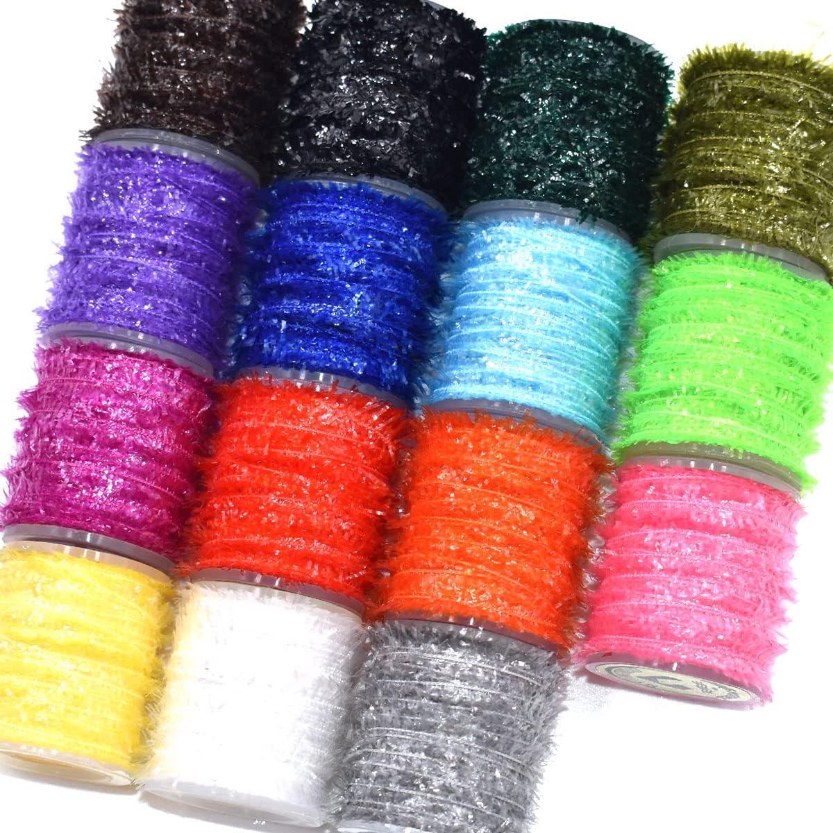 Sport 10 Spools Multi Colors Tinsel Chenille Line Crystal Flash Line Total 100M Fly Fishing Tying Material for Nymphal Bugs Scud (150 Spools-150M)
