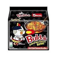 Vista 1 de Samyang - Fideos asados de ramen de pollo picante, Buldak sabor a pollo picante artificial, 4.94 onzas (5 paquetes), color negro