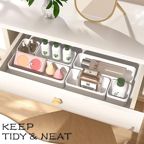 Miniatura 3 de CHANCETSUI Organizador de maquillaje, juego de organizadores de cajones apilables, organizador de escritorio de baño y encimera de tocador,