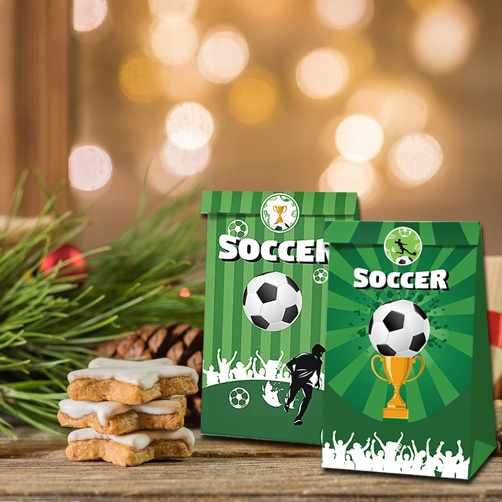 36 Fußball-Party-Geschenktüten Von GiftExpress | 21x12,1 Cm, Mit Wachsfutter | Für Snacks & Goodies