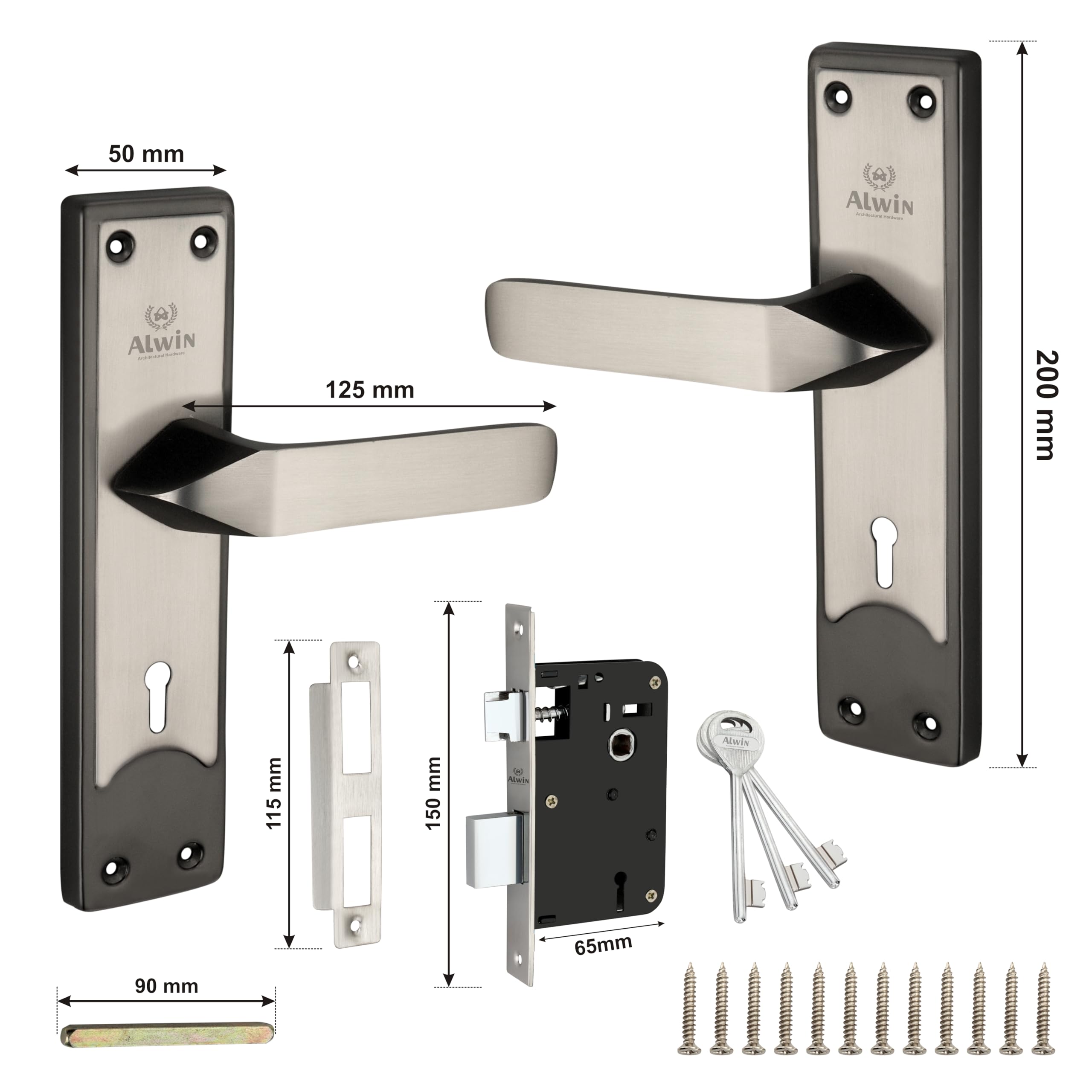 Alwin Stinger Mortise Lockset - 6 Lever, 3 Keys -2