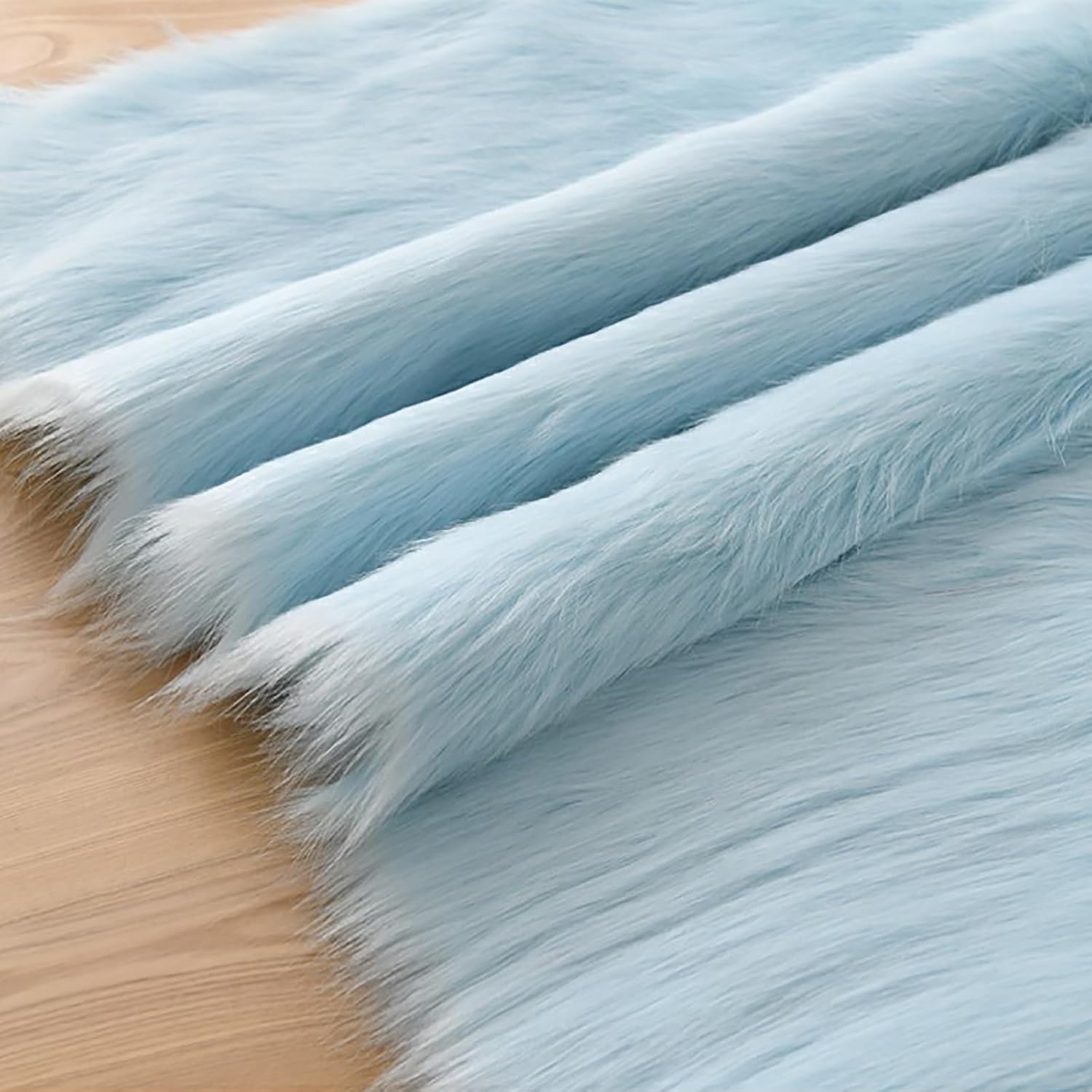 Faux Fox Fur Soft Fabric Long Pile 5cm 50cm*180cm Shaggy Fur Patches Fabric for Gnomes Animal Costumes Cushions Decorations(16 Light Blue)