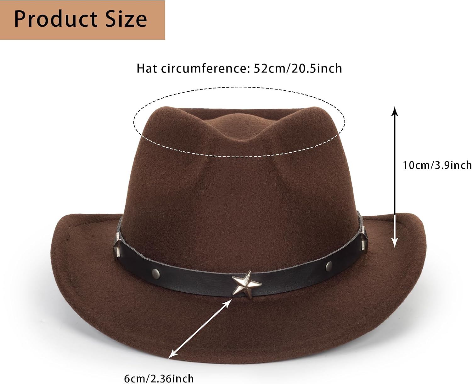 Cowboy Hat for Boys Girls Western Felt Fedora Hat for Kids 3-6 Years image 3