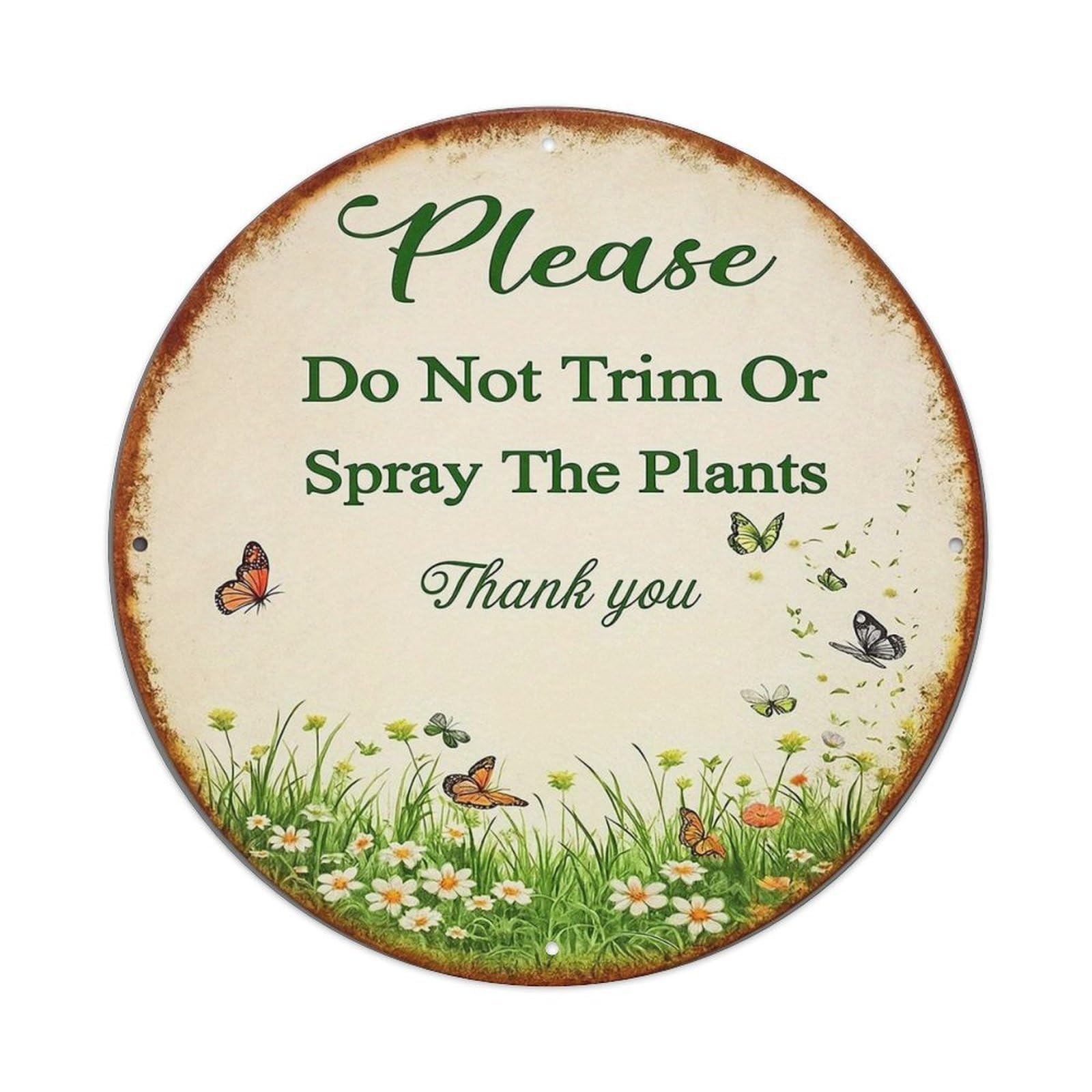 Butterfly Garden Sign Pattern Retro Metal Sign Round Tin Sign, Vintage Decor Art Poster for Bar, Home, Man Cave, Kitchen, Laundry Room Gift 8x8Inch