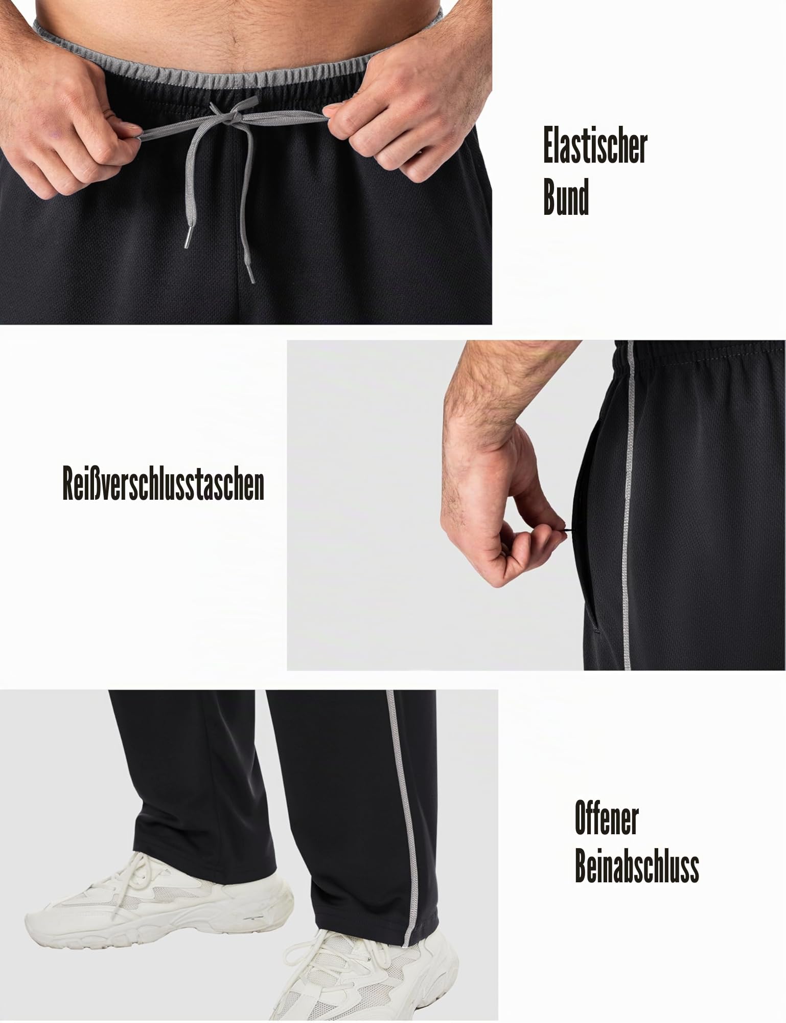 EKLENTSON Herren Trainingshose Jogginghose Mesh Fußball Fitness Schnell Trocknende Hose mit Reißverschlusstaschen