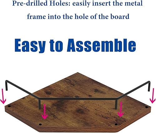 Miniatura 10 de Trwcrt Juego de 3 estantes de esquina flotantes para montaje en pared, estantes de almacenamiento de pared de madera rústica para dormitorio, sala