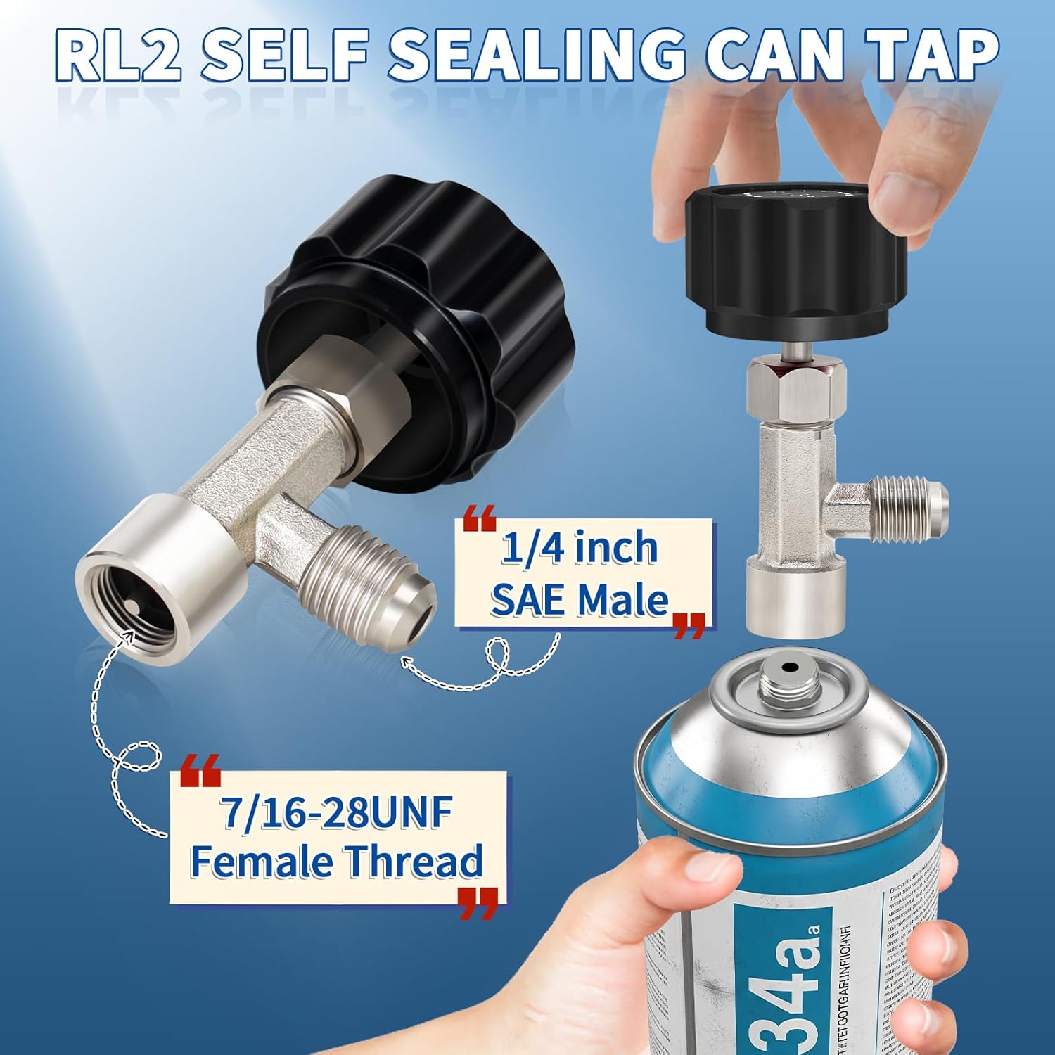R134a Refrigerant Recharging Hose with Gauge, A/C R134A Refrigerator Freon Recharge Kit with Bullet Piercing Valves, R134a R12 R22 Can Tap Valves, R134a Quick Coupler