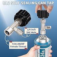 Vista 8 de Manguera de recarga de refrigerante R134a con calibre, kit de recarga de freón para refrigerador A/C R134A con válvulas de perforación de bala