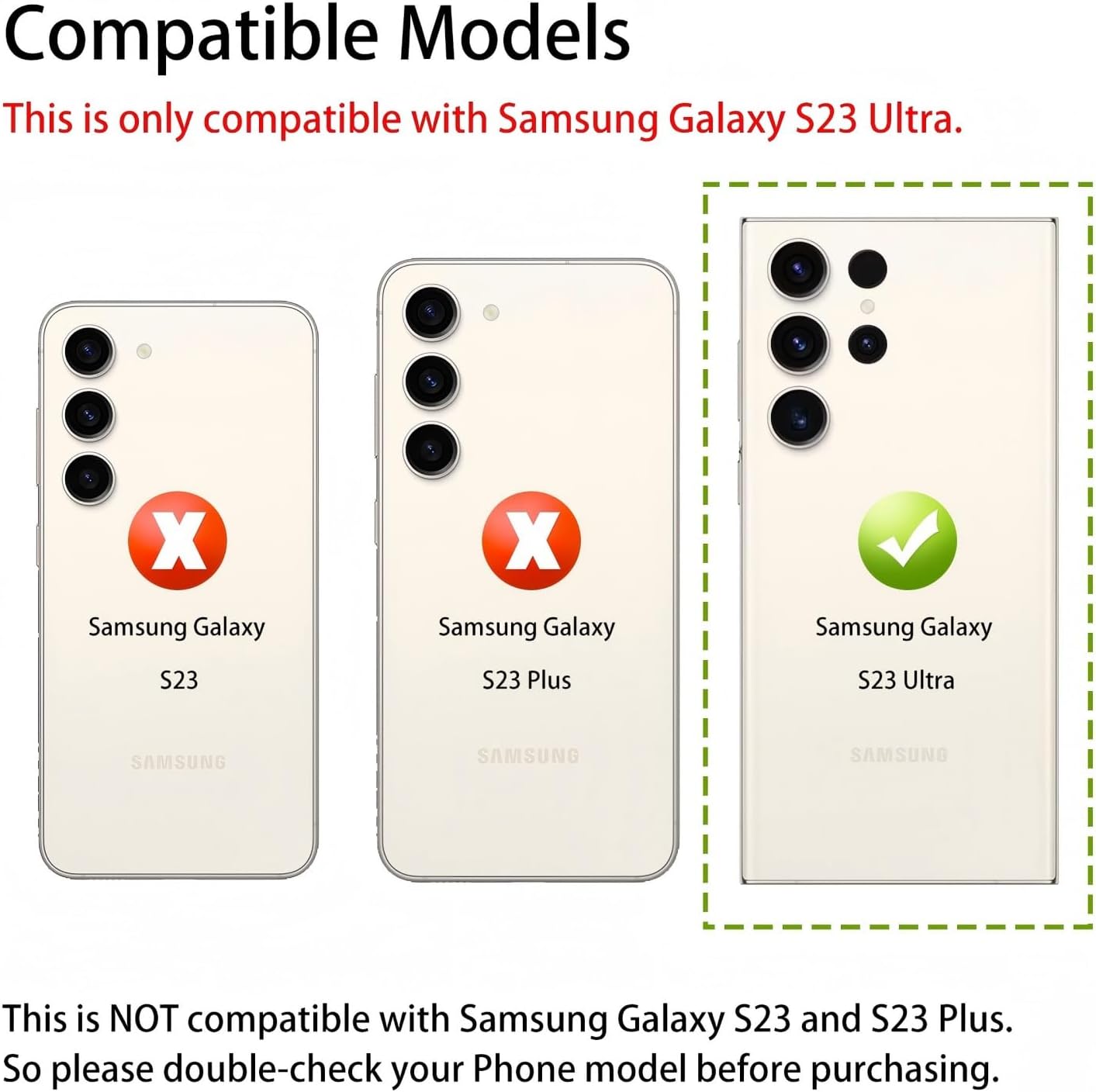 Rear Back Glass Replacement Compatible with Samsung Galaxy S23 Ultra 6.8-Inches with Repair Tool Kit (Cream)