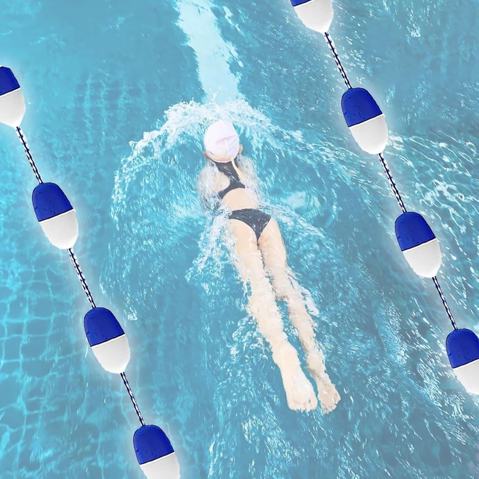 HENGCMM Pool Safety Rope Floats Buoy, Shallow End Divider with Stainless Steel Hooks, Swim Buoy Divider Race Lanes Accessories for Indoor and Outdoor Swimming Pools 30ft/9.1m