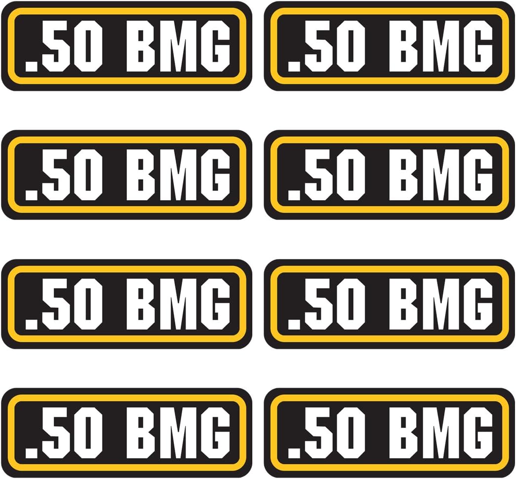 50 BMG Ammo Sticker (3"x1.06",8 Pack) Vinyl Sticker for Ammo Cans, Ammo Box, Gun Stickers, Bullet Box, Ammo Storage Crate & Pouch Labels for Organizing