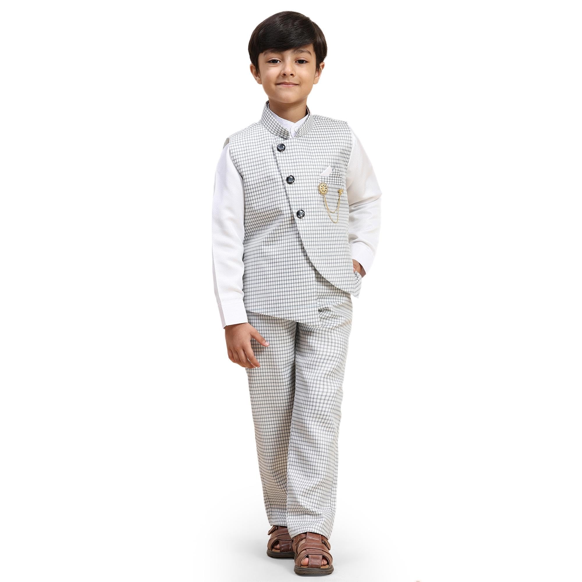Pro-Ethic Style DeveloperBoy's 3 Piece Suit Set for Kids Cotton Checked Pattern (T-138)
