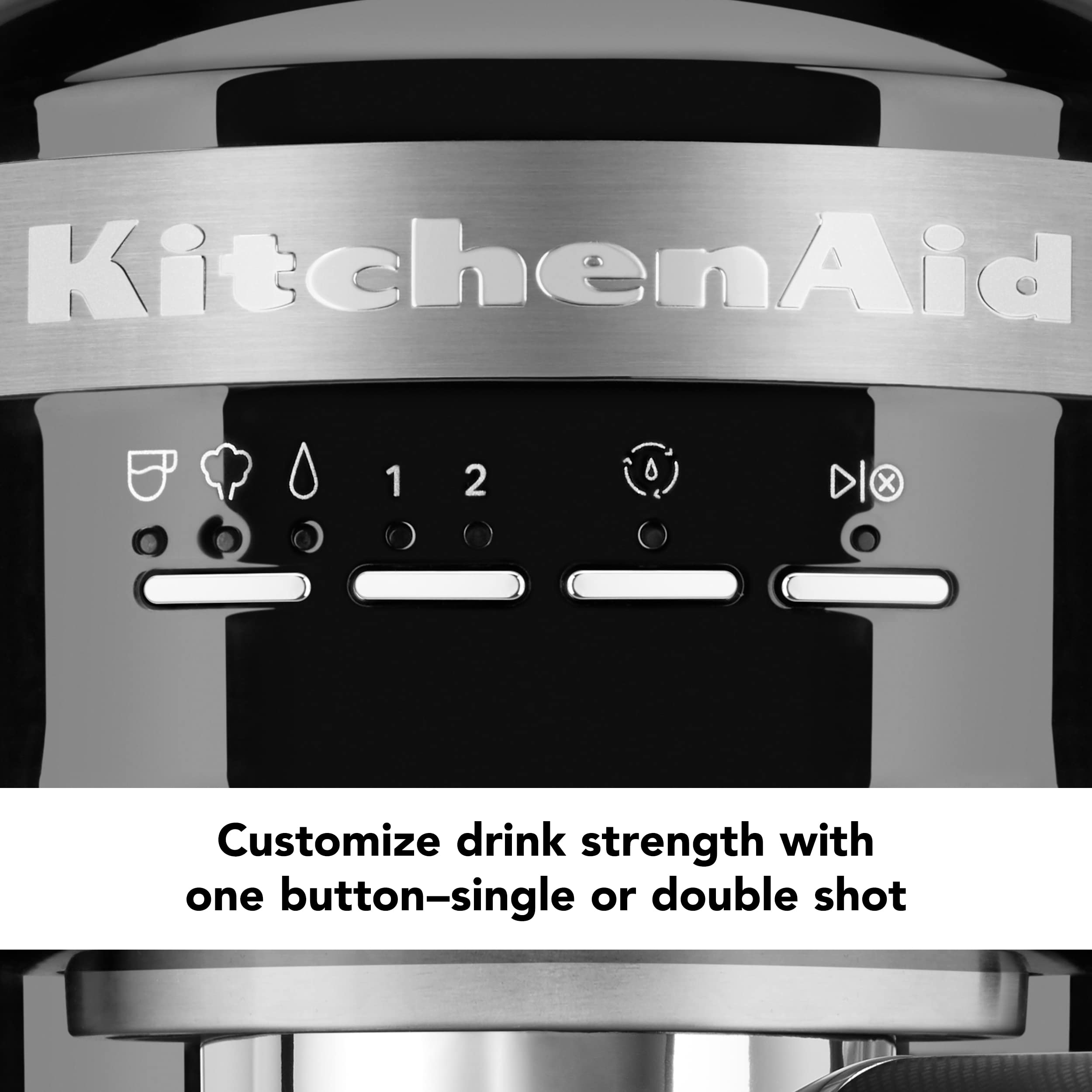 KitchenAid - Máquina de café espresso semiautomática de metal, color negro, 1,4 litros