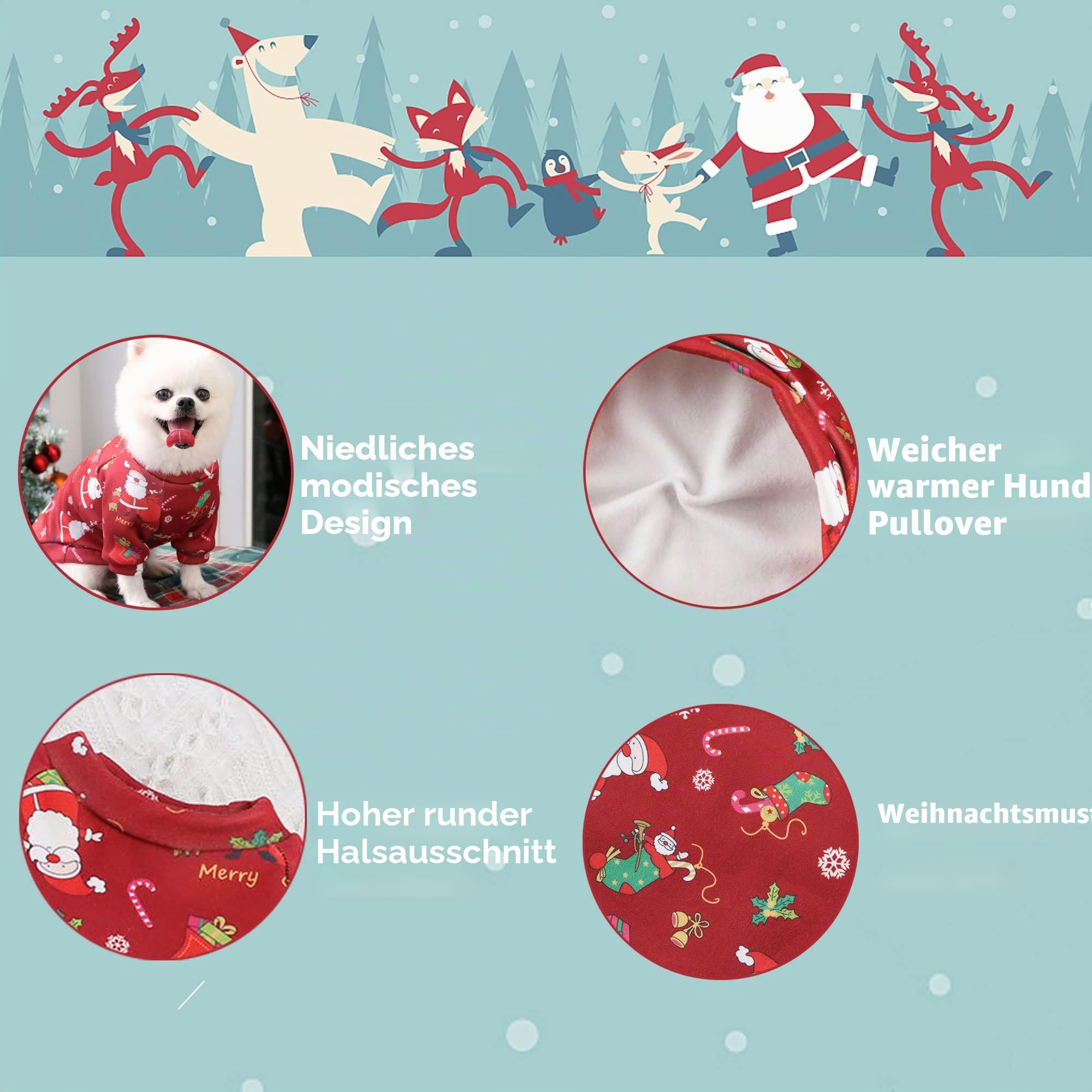 Weihnachtspullover Hunde 2Stück Größe Hundepullover mit Katze Weihnachten Kleidung für den Winter warm für Weihnachten Haustierkostüme