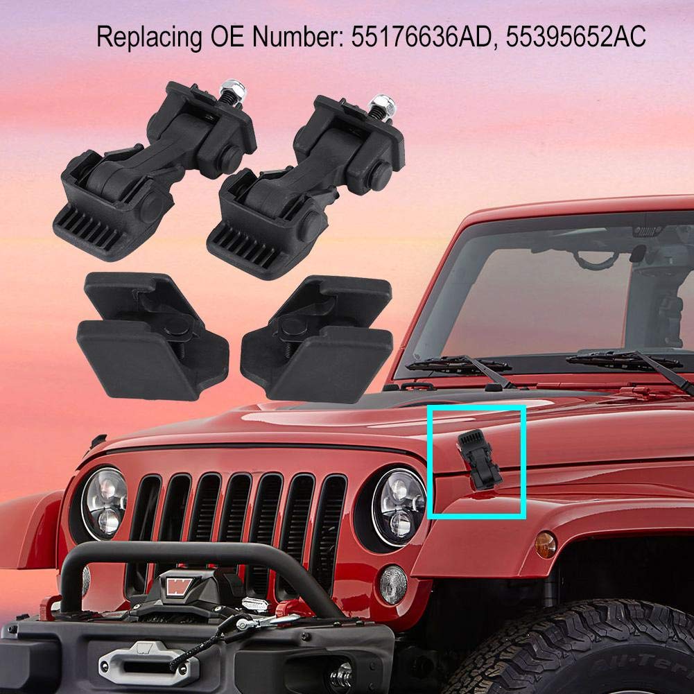 ganci cofano adatto per jeep tj ganci cofano adatto per jeep tj Chiusure con chiusura a cappuccio, 2 set di chiusure e staffe di sicurezza con chiusura a cappuccio per Auto TJ 97-06 55176636AD 5539