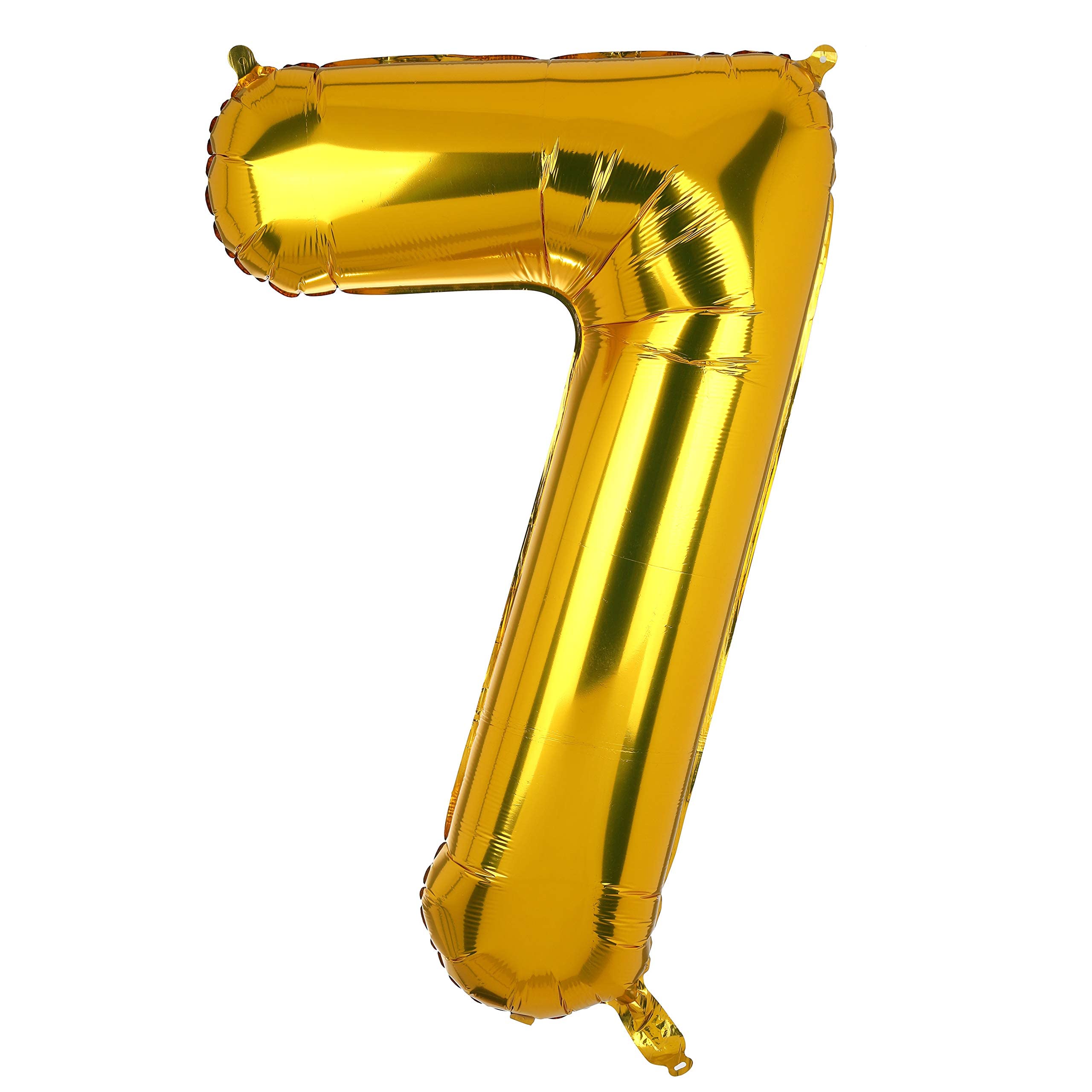 7 Gold Number Balloons 32inch Helium Birthday Foil Mylar Digital for Engagement Wedding Bridal Shower Anniversary, 7G