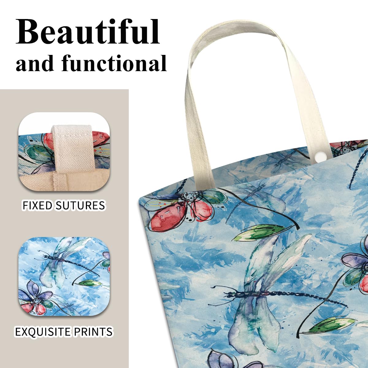 Car Trash Can, Cute Car Trash Bag, Hanging Car Organizer and Storage Bag, Trash Bin for Car Accessories, Vehicle, Travelling, Camping Watercolor Blue Dragonfly image 4