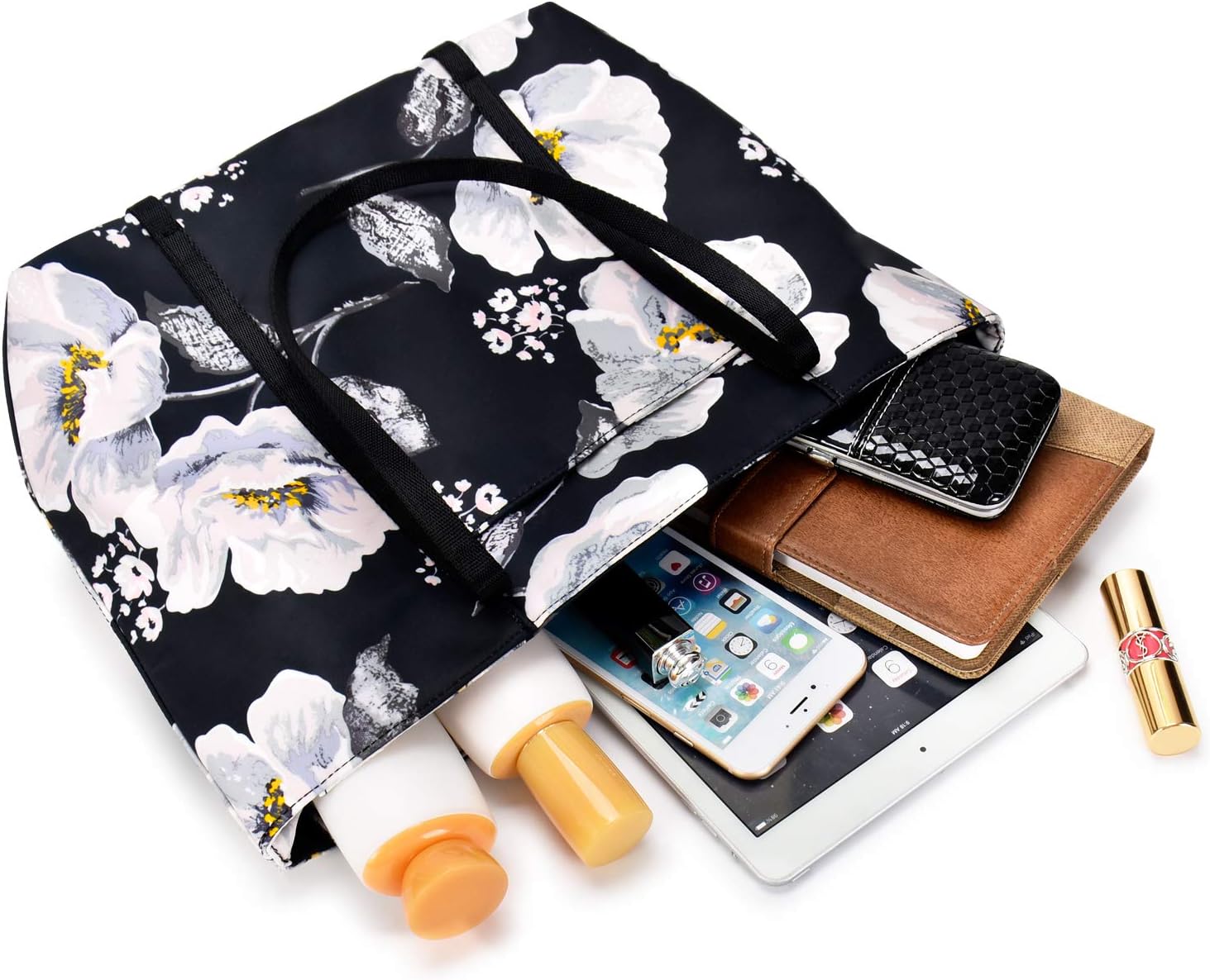 Chrysansmile Large Tote Bag for Women Work Nylon Shoulder Bags Waterproof Beach Bag Flower Womens Purses and Handbags - Image 5