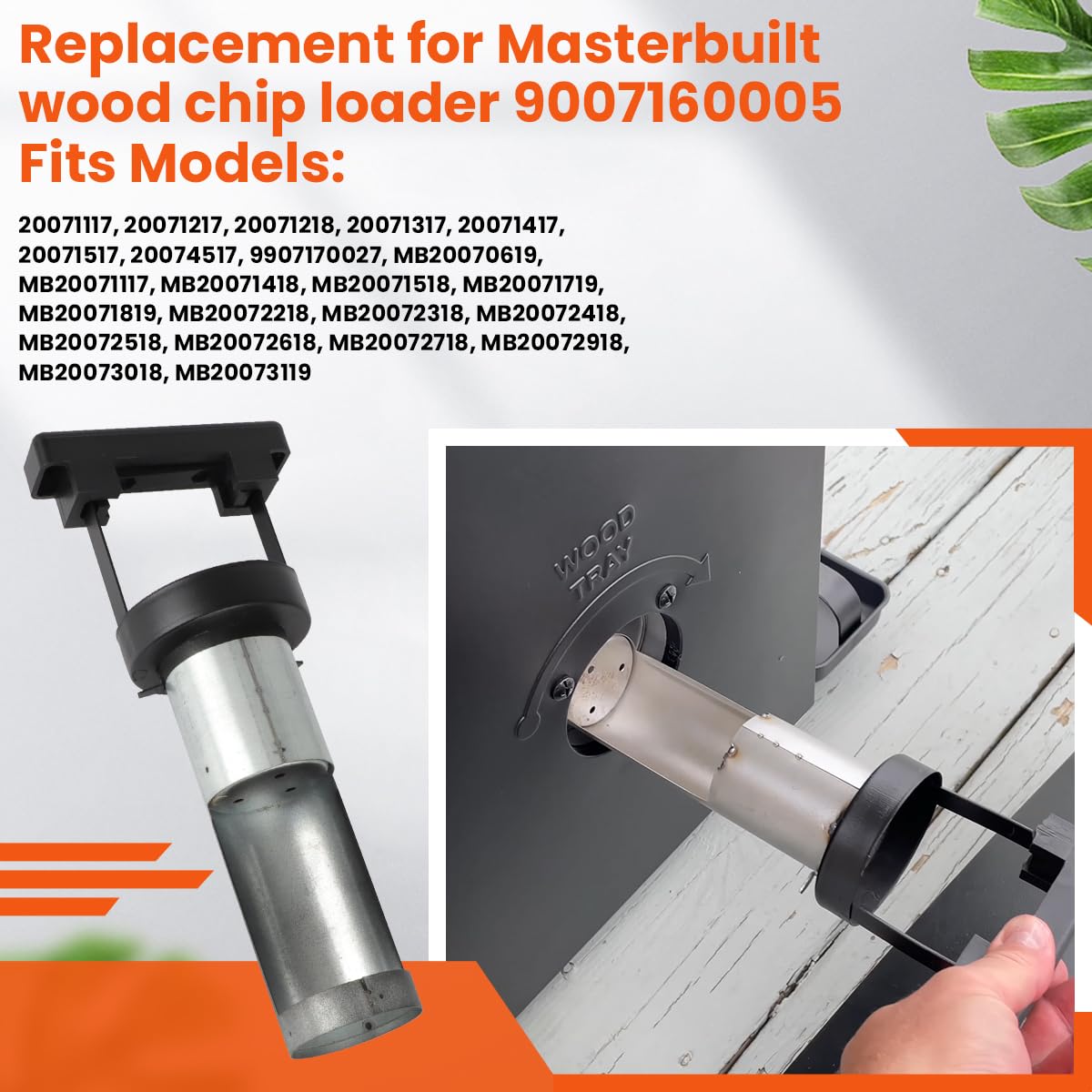 Para cargador de virutas de madera Masterbuilt de repuesto para 9007160005-2 pulgadas de diámetro, versión pequeña, se adapta a la serie 20071117, MB2007 y más 2