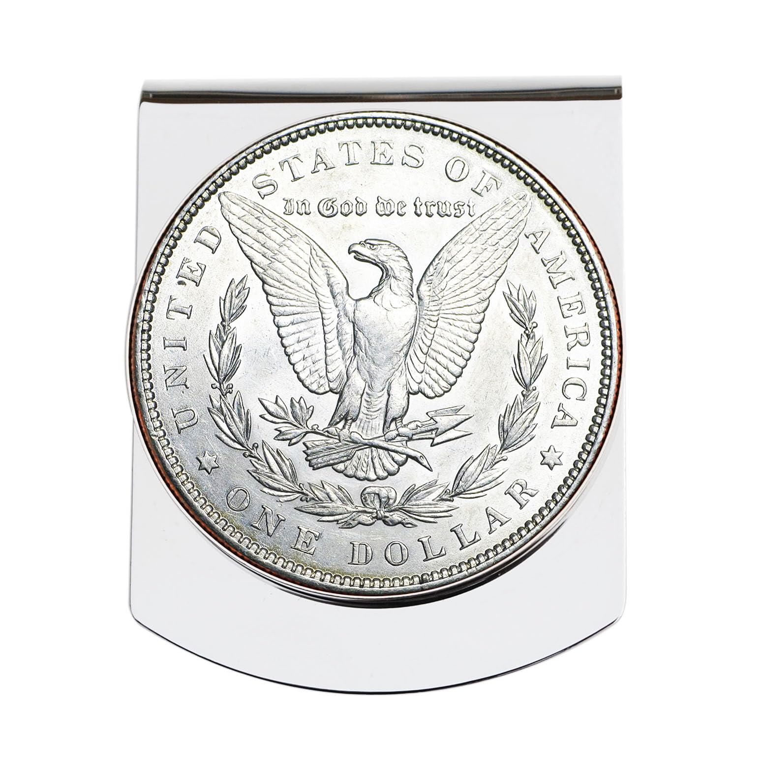 US 1921 Morgan Dollar 90% Silver Coin Stainless Steel Wide Design Large Money Clip NEW - American Bold Eagle
