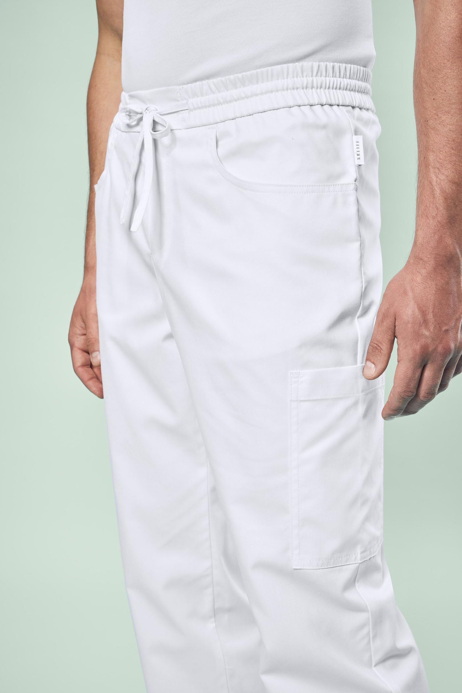 GREIFF Care Medizinische Schlupfhose Arbeitshose Unisex mit Elastischem Bund, 2 Seitentaschen und 2 aufgesetzten Taschen - Mit mittlerer Taille - Ideal für Pflege, Praxis & Klinik