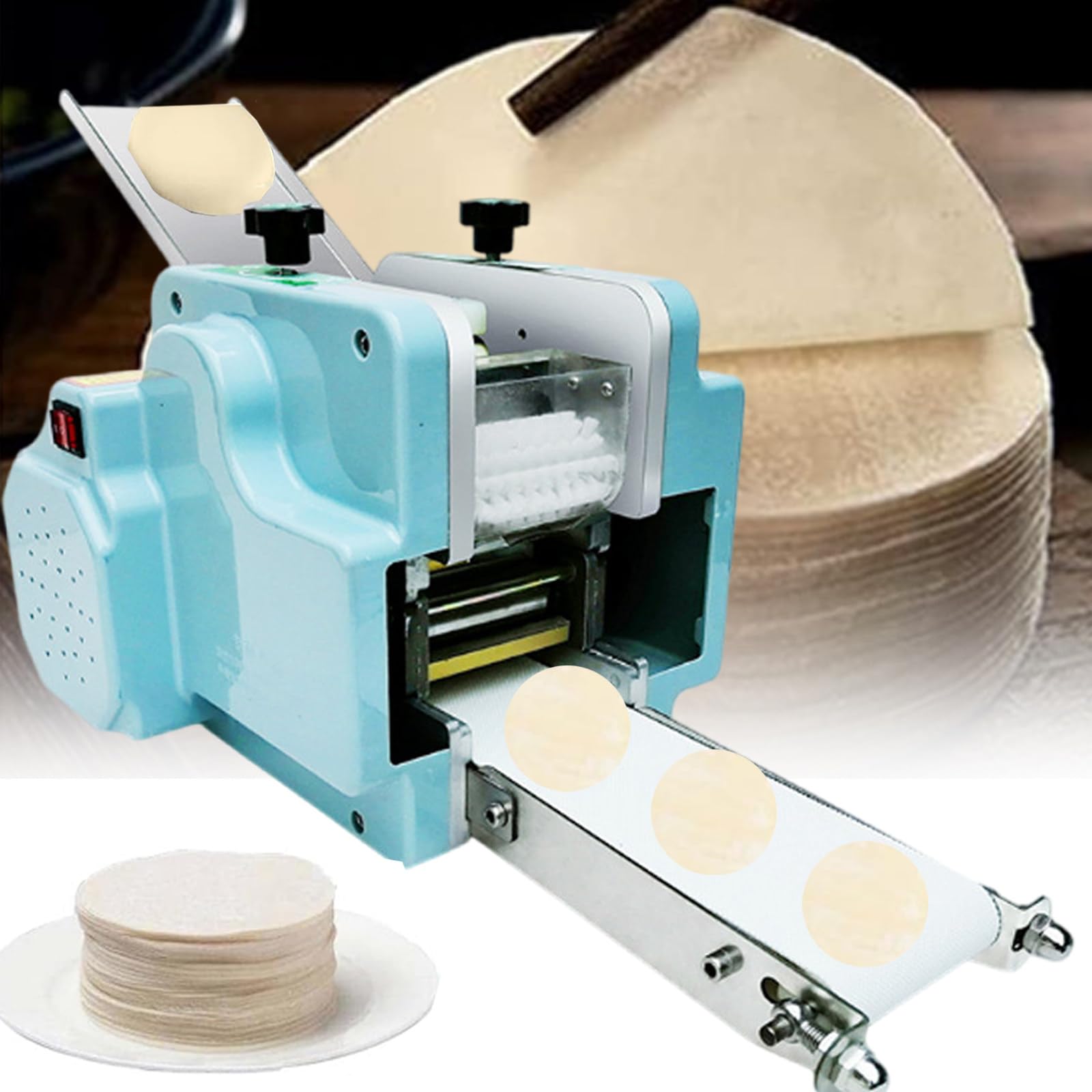 MáQuina EléCtrica Para Hacer Bolas Masa Hervida,MáQuina Comercial Para Envolver Bolas Masa,Molde Redondo 8Cm, MáQuina AutomáTica Procesamiento Masa Para EnvoltoriosWonton,60 Piezas/Min,Blue