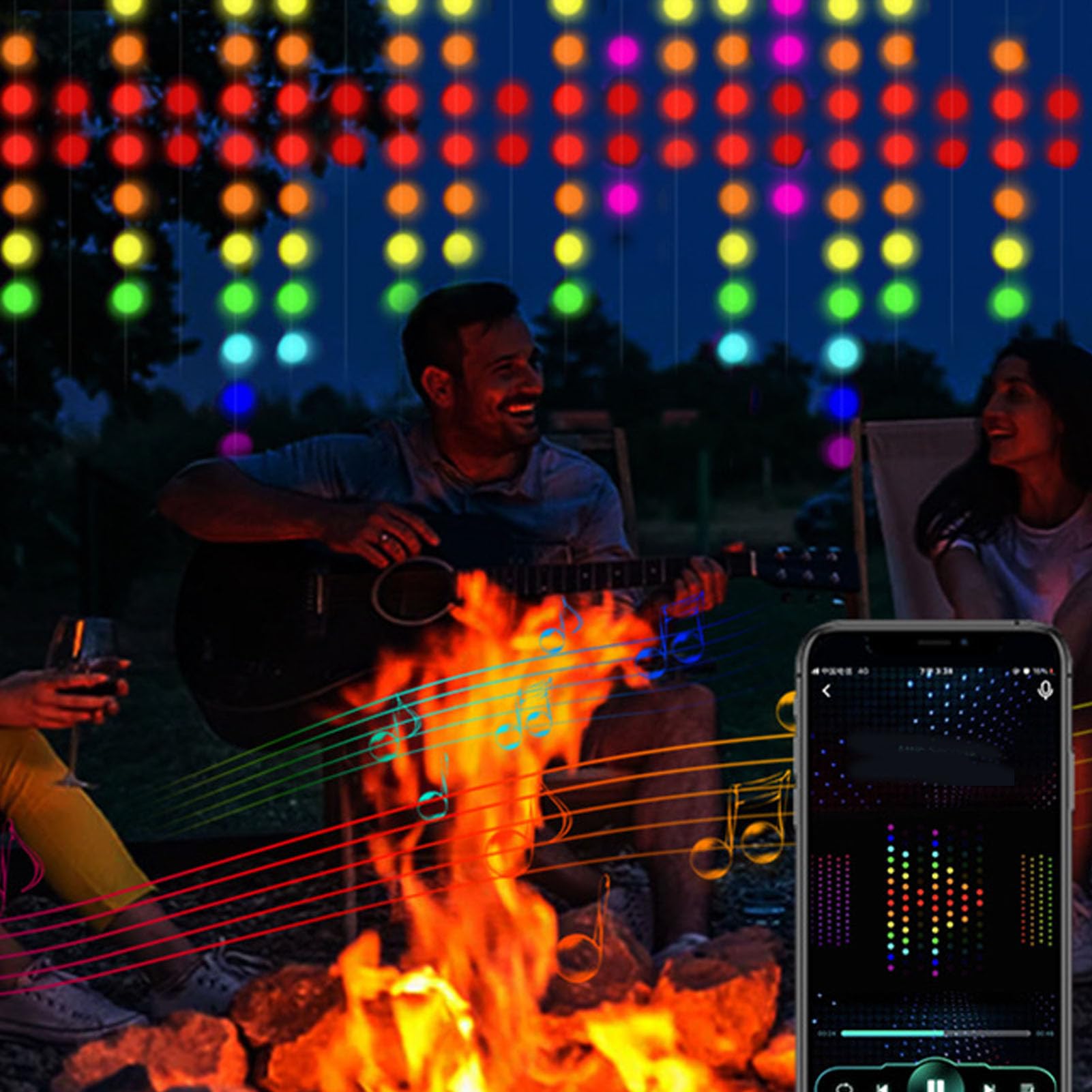 Finestra Luminosa RGB LED Luci Natalizie per Tende 10ft Bluetooth APP Telecomando Programmabile Sincronizzazione Musicale Luce per Tende Interni Ed Esterni Feste (Spina europea 200‑240 V)