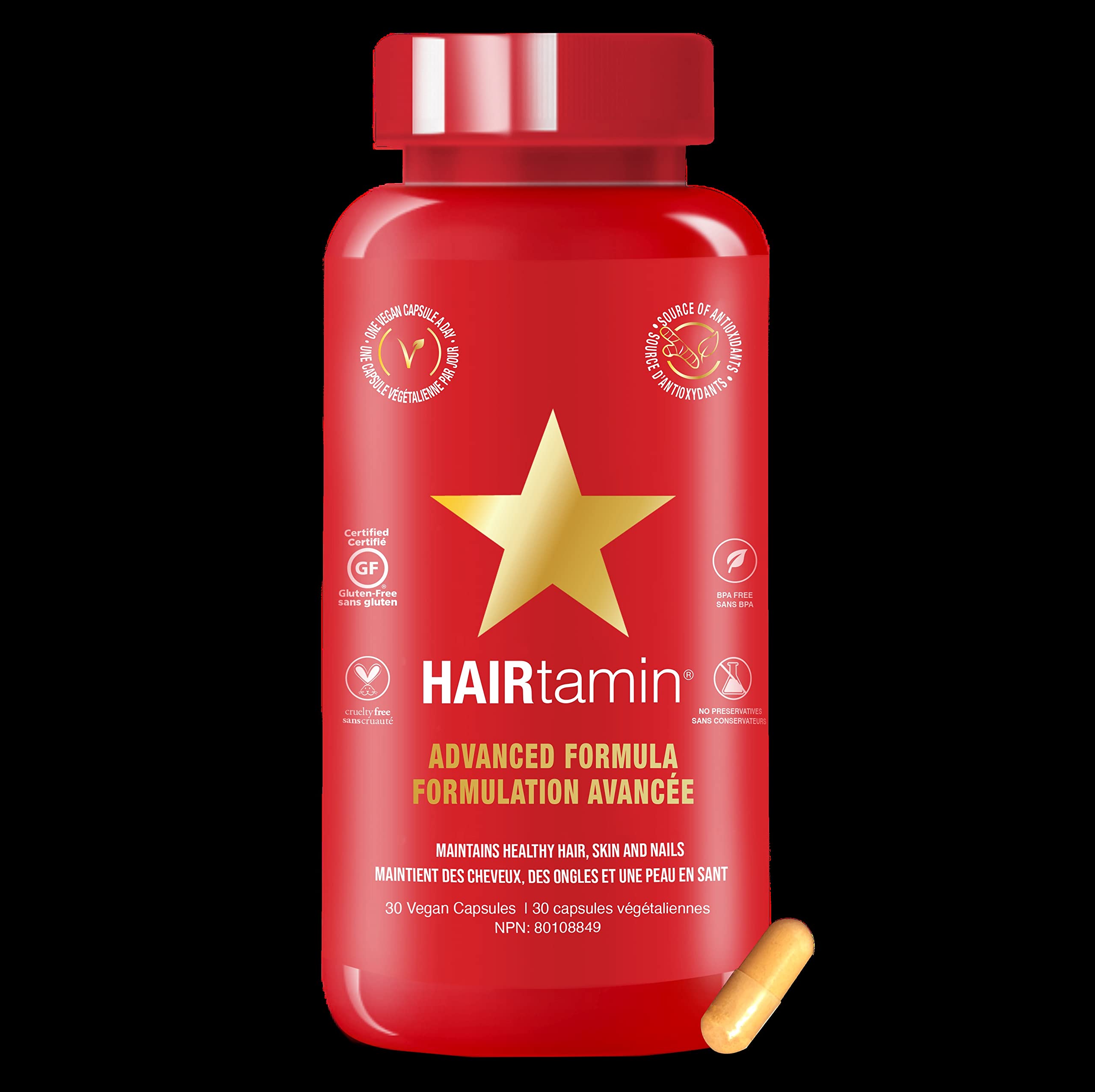 Buy HAIRtamin Vegan Hair Vitamins for Faster Hair Growth, 30 capsules, Single Unit Online at