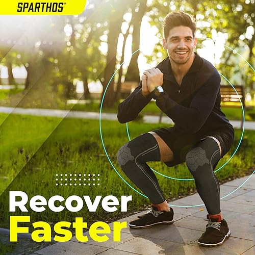 Miniatura 3 de Sparthos Mangas de compresión para piernas, ayuda en la recuperación y apoya el estilo de vida activo, innovadora mezcla elástica transpirable,
