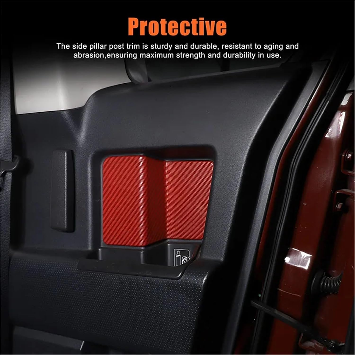 Compatible with Toyota FJ Cruiser 2007-2021 ABS Red Carbon Fiber Car Interior Door Handle Panel Cover Trim Sticker Auto Accessories