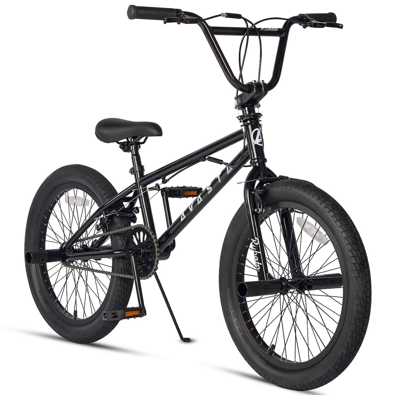 AVASTA Bicicleta BMX Estilo Libre para niños de 20 Pulgadas, para niños de 6 7 8 9 10 11 12 13 14 años, niñas, Adolescentes Principiantes con 4 Clavijas y giroscopio de 360 ​​Grados, Negro