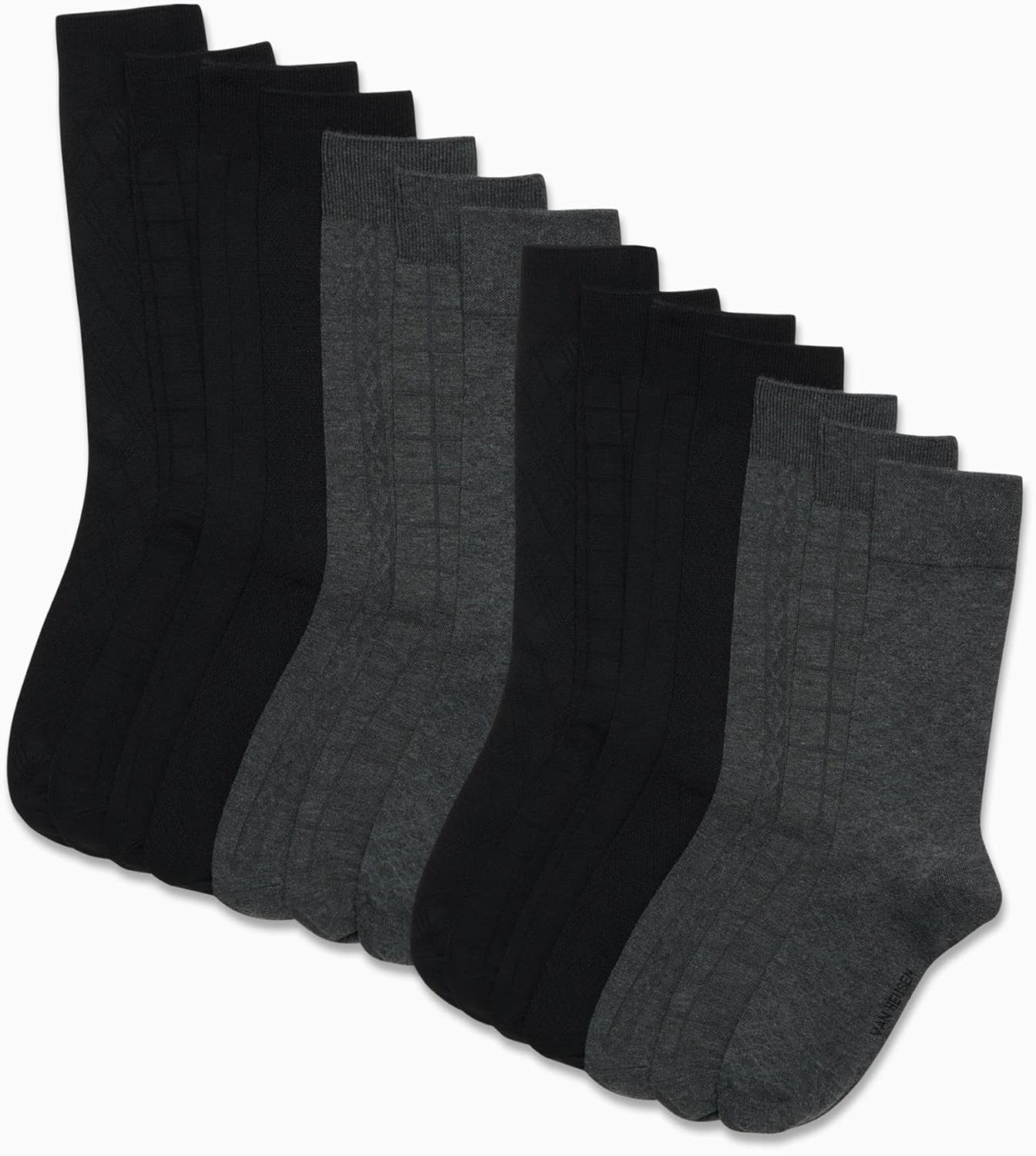 Van Heusen Mens Dress Socks - 14 Pack Soft Stretch Moisture Wicking Crew Socks for Men for Everyday Office Work Wear - Image 2
