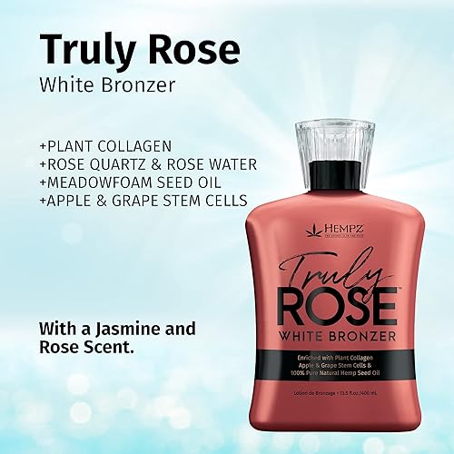 Miniatura 3 de HEMPZ Truly Rose White Bronzer - Loción autobronceadora hidratante a base de hierbas para camas de bronceado, playa, sol, 13.5 onzas líquidas