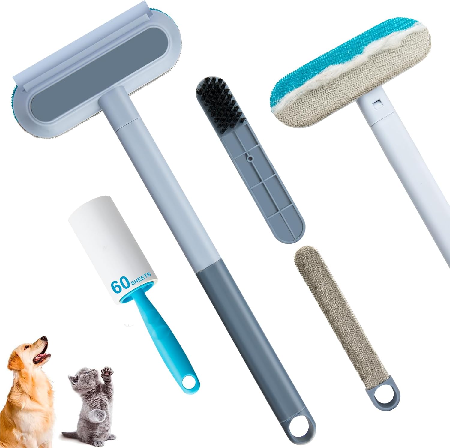 Pet Hair Remover for Couch With Sticky Lint Roller Pet Hair Removal Tool（Combination Use of Forward Push Backward Pull, Excellent Effect）Dog Cat Hair Remover for Couch, Seat, Furniture, Sheet, Blanket