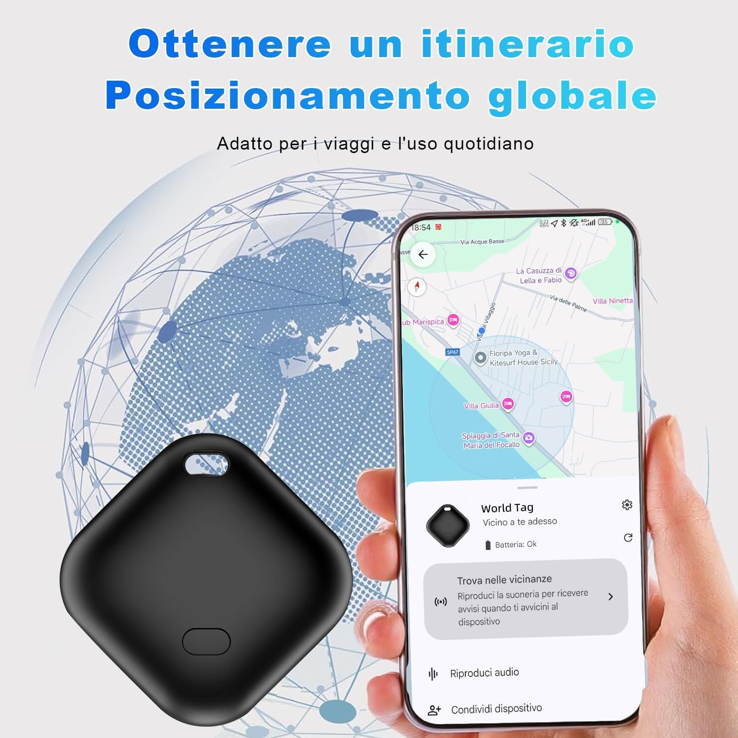 AirTag Per Android – Localizzatore GPS Compatibile Con Google Trova Il Mio Dispositivo, IP66, Batteria Sostituibile