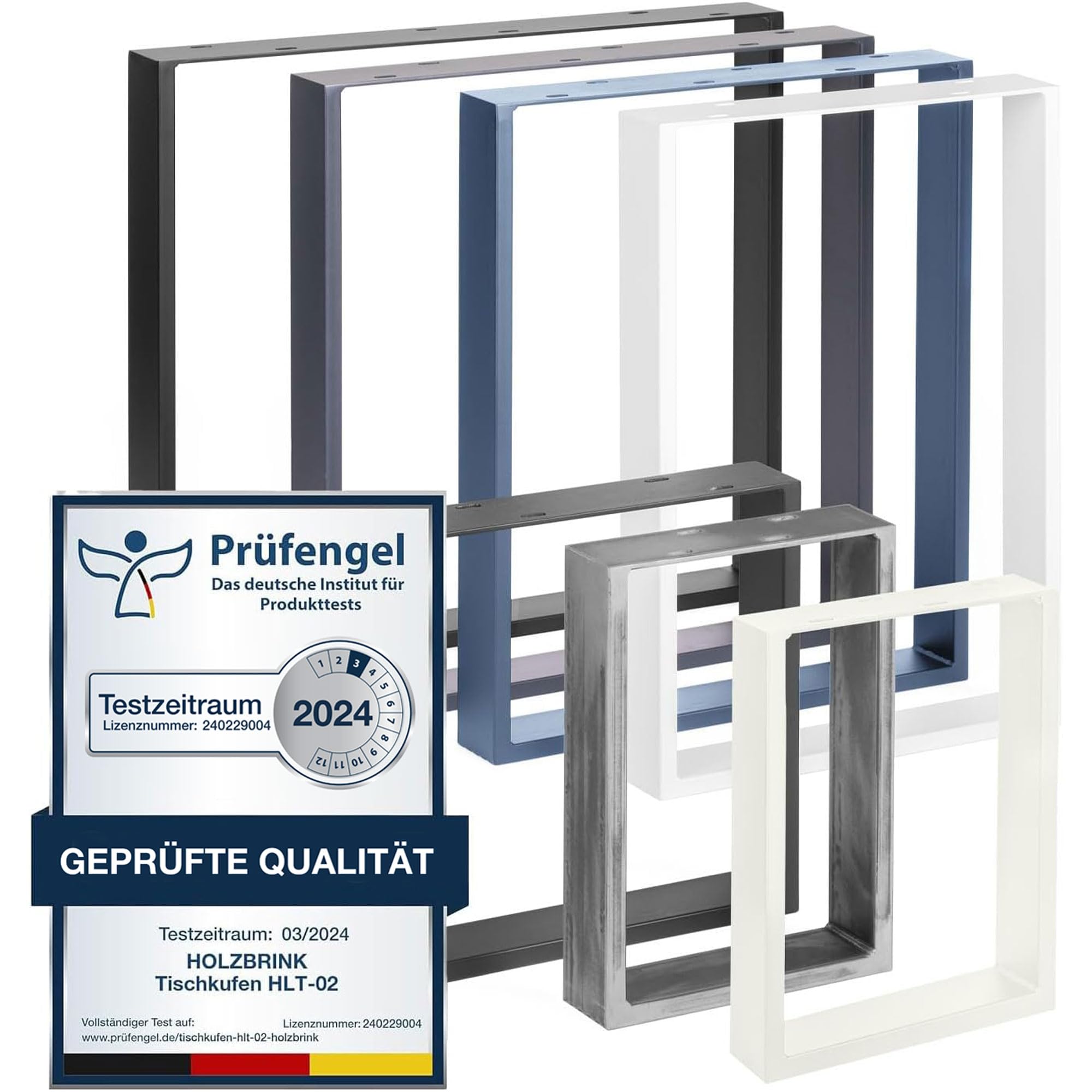 HOLZBRINK Patas de Metal Blanco para Muebles | Soportes para Mesa del Centro, Comedor, Escritorio, Banco | 1 Pieza 40 x 43 cm