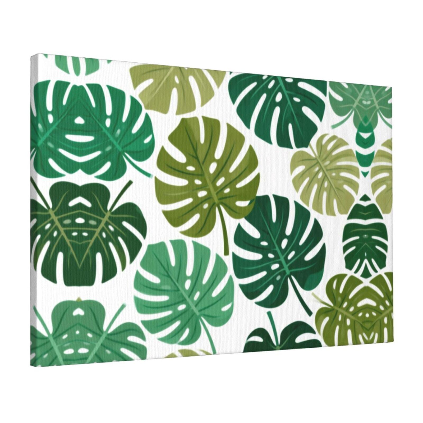 CNTDBU Tropical leaves Canvas Wall Art 16x24 Inch-Large Modern Painting Print for Living Room, Framed Ready to Hang Artwork for Bedroom