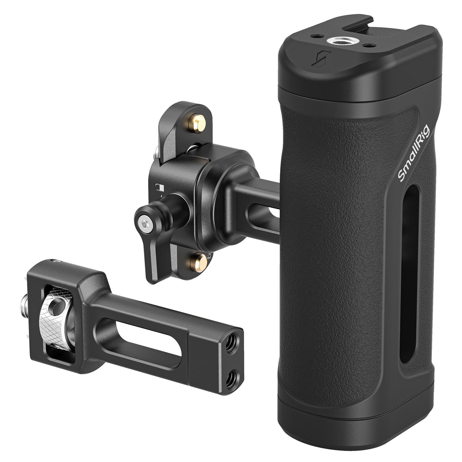 SMALLRIG Empuñadura Lateral Mini con Riel NATO o Rosca 1/4"-20, Agarre Ergonómico para Mano Izquierda o Derecha, Ajuste Vertical 30mm, con Zapata Fría y Rosca - 5948