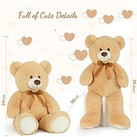 Toys Studio Big Teddy Bear 36 inch Giant Teddy Bear Stuffed Animals Cute Plush Toy for Girlfriend Kids Girls Gifts Christmas Valentine\'s Day Birthday Wedding
