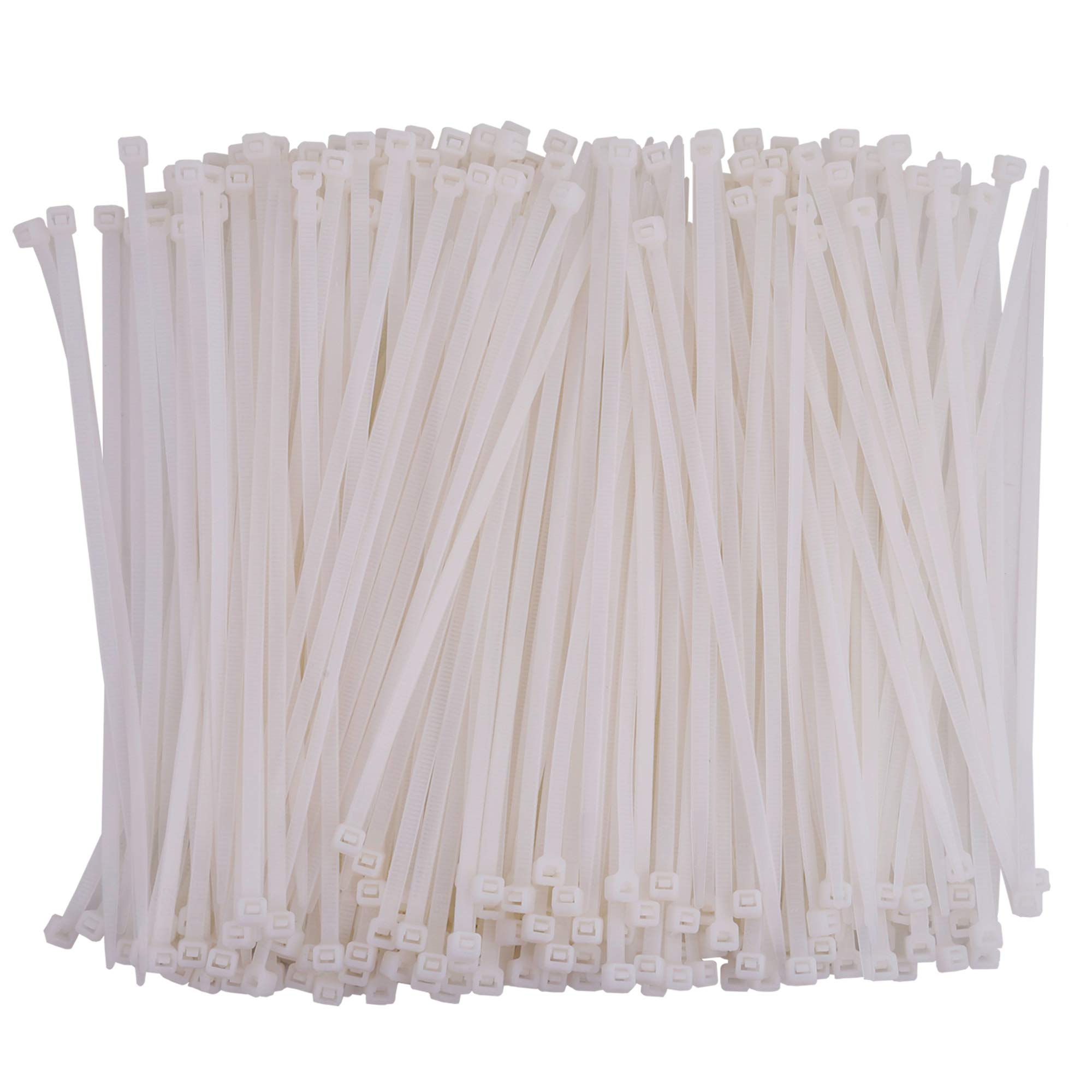 Dekun 8 Inch Zip Ties White 1000 Pcs, Dekun Premium Nylon Cable Ties Wire Management Ties 50 LB Tensile Strength (8 Inch, White, 1000 Pack)