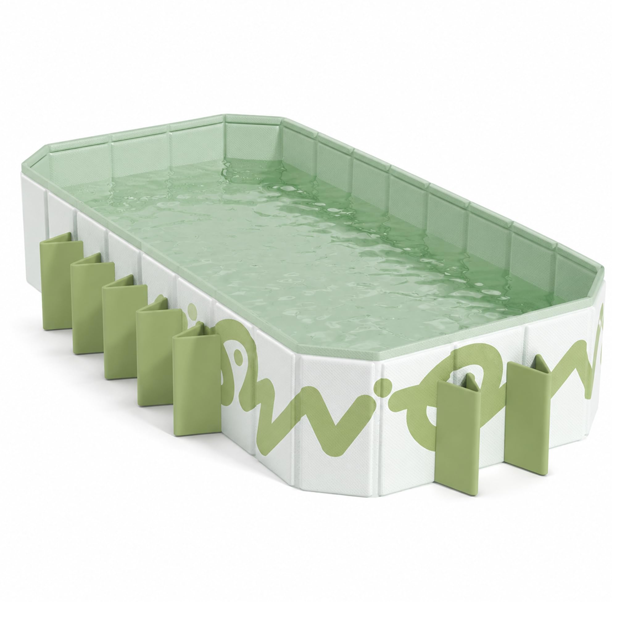Piscina Elevada Plegable Grande para Niños y Adultos | Piscina Familiar Rectangular No Inflable con Soportes Laterales(green,122in/310cm)