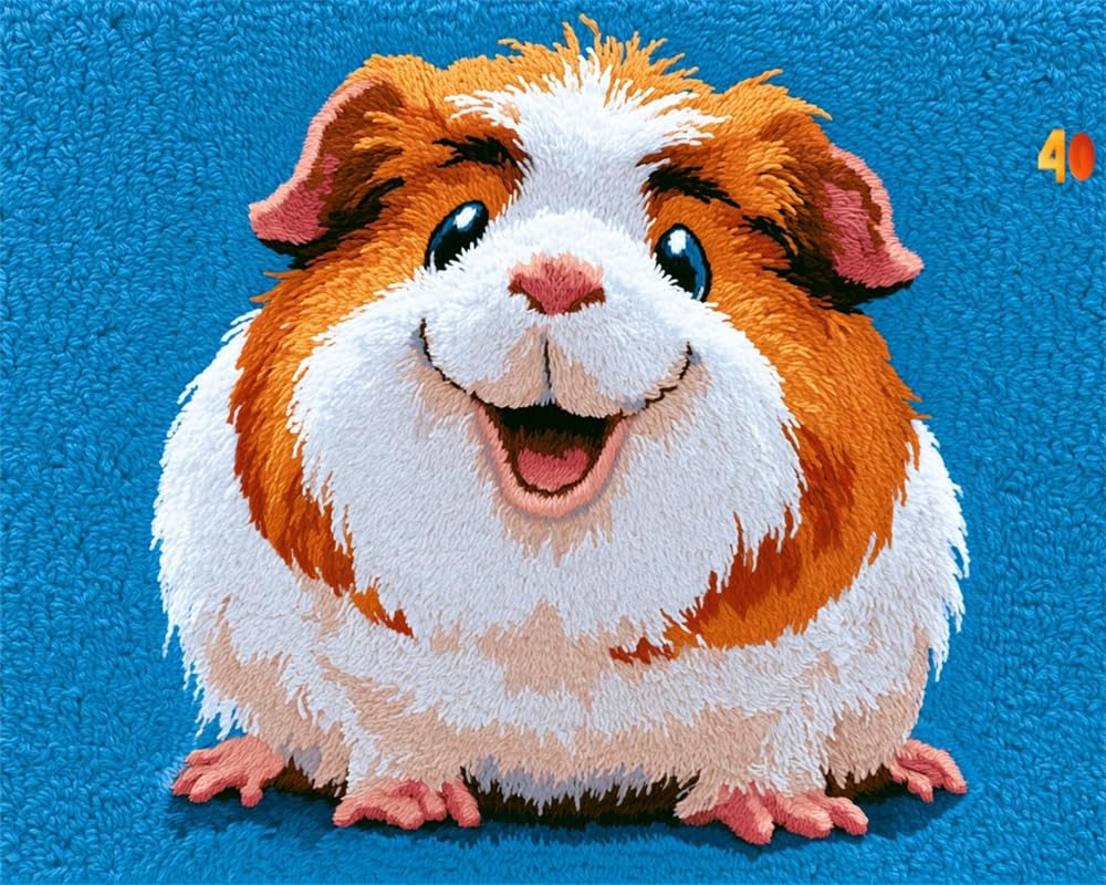 FWRTYCB Latch Hook Rug Kit Cute Smiling Guinea Pig