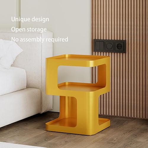 Miniatura 24 de Mesa auxiliar, mesa auxiliar moderna, mesita de noche de metal negro, mesita de noche, mesa de acento con almacenamiento para sala de estar, Negro