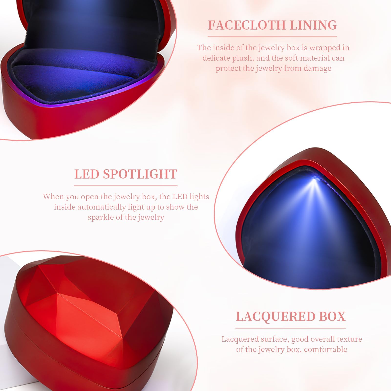 Scatola per anelli alla moda LED luminosa scatola ad anello per domanda di matrimonio scatola per anelli con illuminazione interna a LED di fidanzamento, matrimonio, fidanzamento, matrimonio