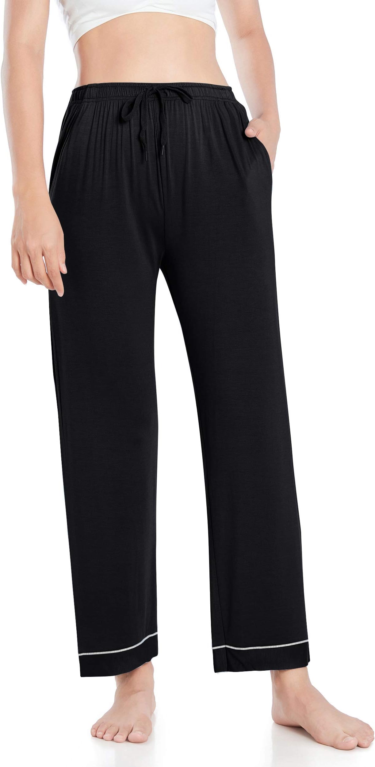 Wantschun Womens LENZING Modal Pajama Pants Bamboo Sleep Bottoms Pj Lounge Pants with Drawstring & Pockets
